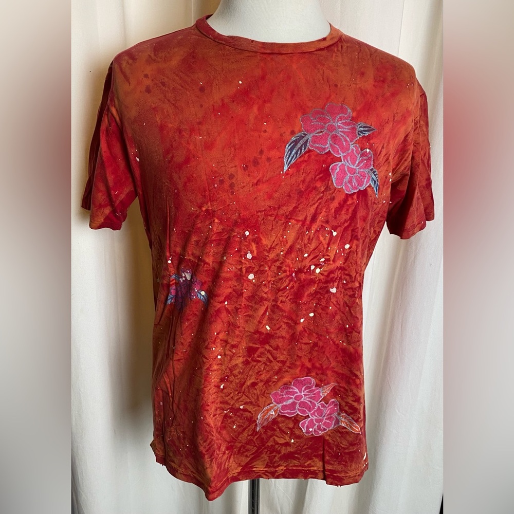 Vintage Grail Clothing 100% Cotton Paint Splatter Distressed XL Red T-Shirt Rare